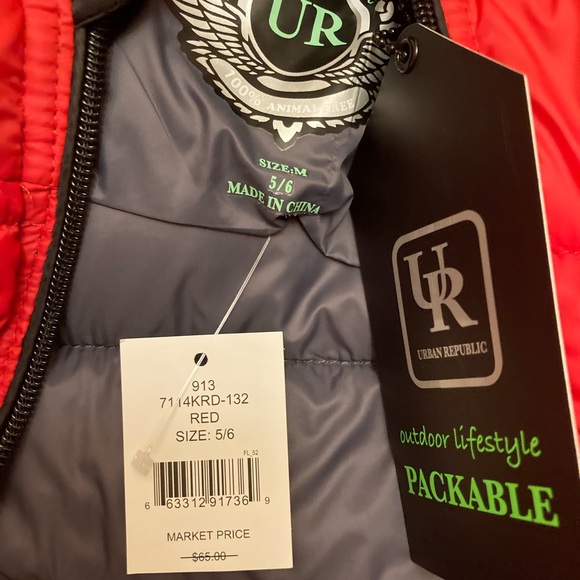 Urban Republic nylon, Packable Puffer Jacket, Size 5/6 Red NWT WARM. - Picture 4 of 10